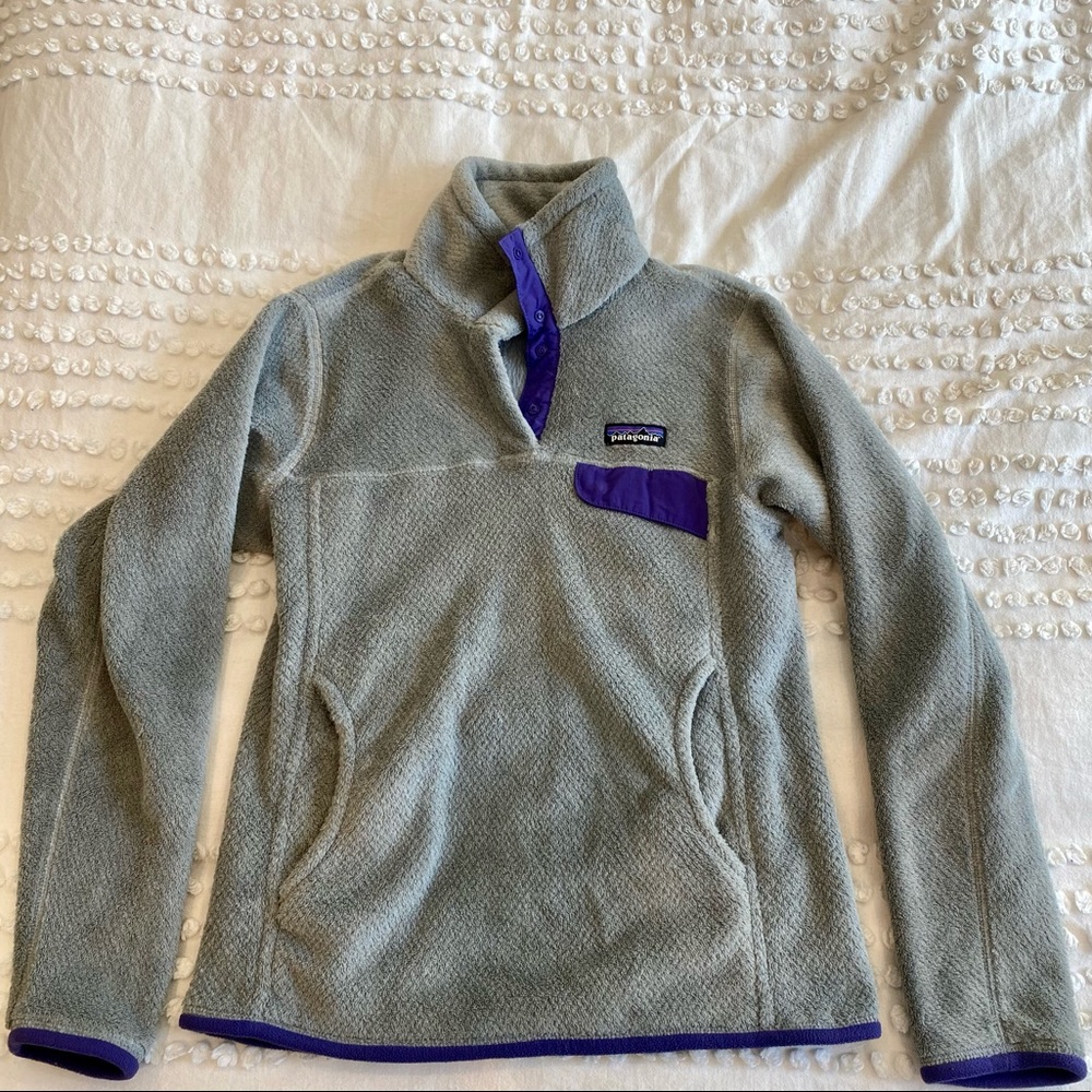 Patagonia Re-Tool Snap Pullover - Women’s Small (gray with purple)